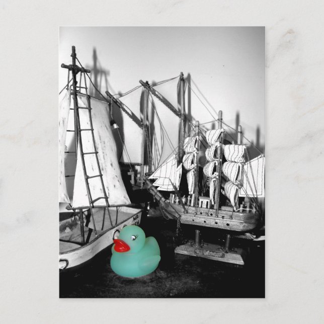 "Down by the Seaside" rubber duck postcard (Front)