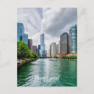 Down Chicago River Thank You Postcard