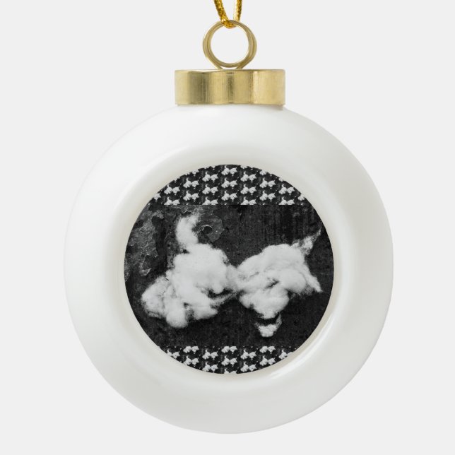 down fluffy ceramic ball christmas ornament (Front)