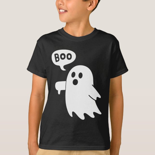 Down Ghost Screaming Boo Disapproval Ghost Hallowe T-Shirt (Front)