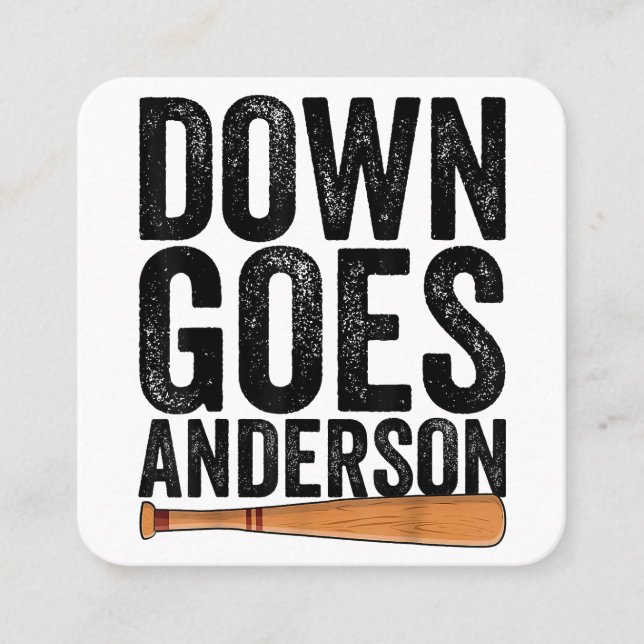 DOWN GOES ANDERSON FUNNY BASEBALL gift ANDERSON  Square Business Card (Front)