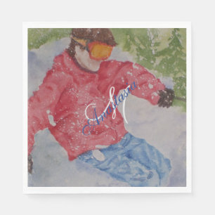 DOWN HILL SKI PARTY MONOGRAM NAPKIN