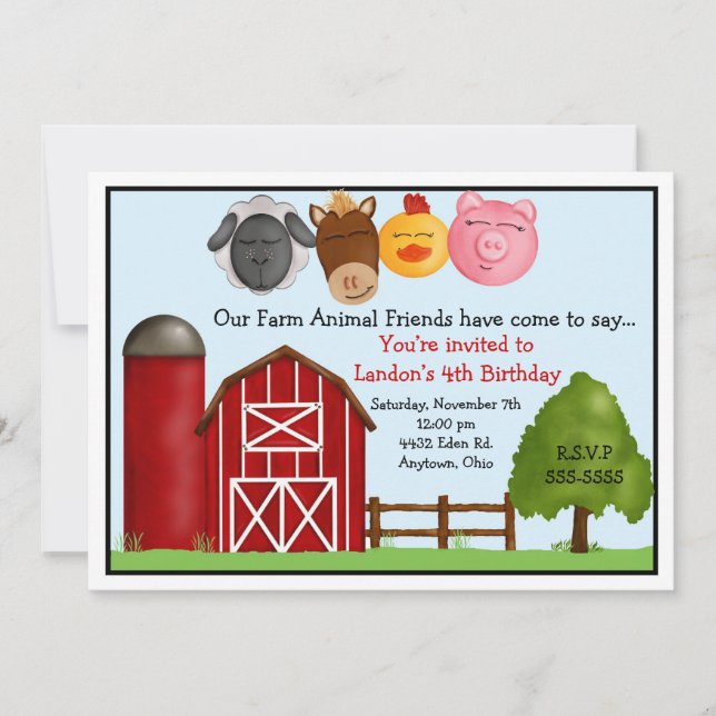 Down on the Farm Invitations (Front)