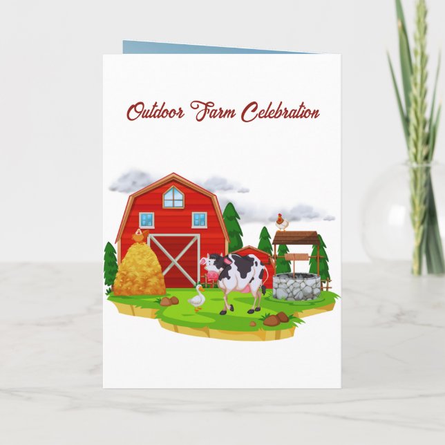 Down on the Farm Kids Birthday Invitation  (Back)