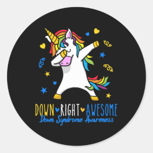 Down Right Awesome Down Syndrome Awareness Dabbing Classic Round Sticker