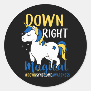 Down Right Magical Unicorn Down Syndrome Awareness Classic Round Sticker