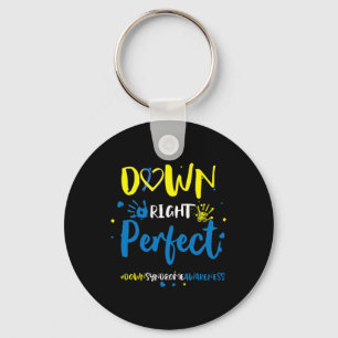 Down Right Perfect - Down Syndrome Awareness Ribbo Key Ring