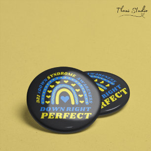 Down Right Perfect Rainbow World Down Syndrome 7.5 Cm Round Badge
