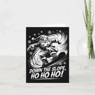 Down Slope Ho Ho Ho Santa Snowboarder Christmas Sn Card