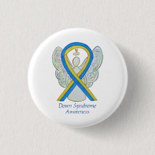 Down Syndrome Angel Awareness Ribbon Pin Buttons