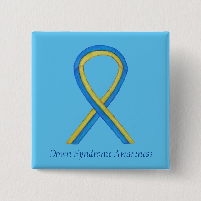 Down Syndrome Art Awareness Ribbon Pin Button (Front)
