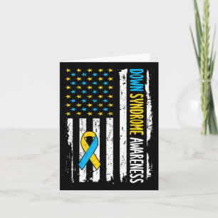 Down Syndrome Awareness American Flag T21 Down Syn Card