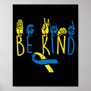 Down Syndrome Awareness Be Kind Asl Hand Sign Teac
