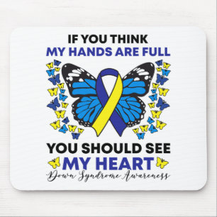 Down Syndrome Awareness Blue And Yellow Ribbon T21 Mouse Pad