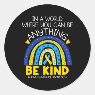 - Down Syndrome Awareness Blue Yellow Ribbon  Classic Round Sticker