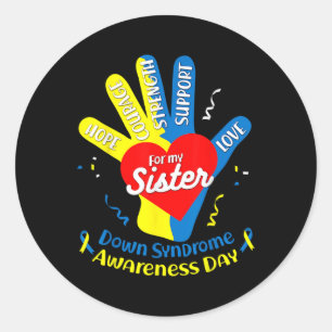 Down Syndrome Awareness Brother Sister Down Syndro Classic Round Sticker