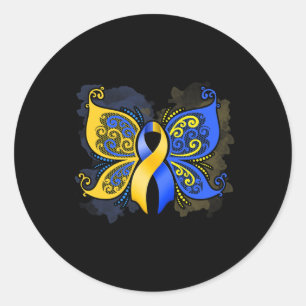 Down Syndrome Awareness Butterfly Gift  Classic Round Sticker