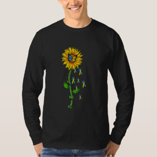 Down Syndrome Awareness Cool Butterfly In Sunflowe T-Shirt