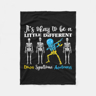Down Syndrome Awareness Day Dabbing Kid Skeleton Fleece Blanket