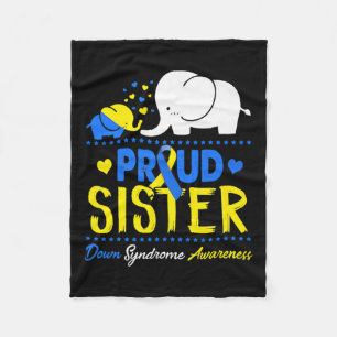 Down Syndrome Awareness Day Proud Sister Elephant  Fleece Blanket