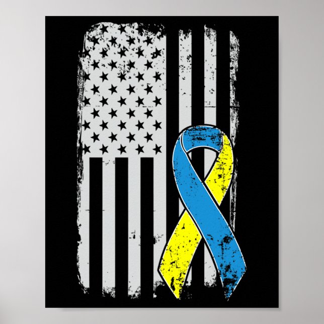 Down Syndrome Awareness - Distressed Us American F Poster (Front)