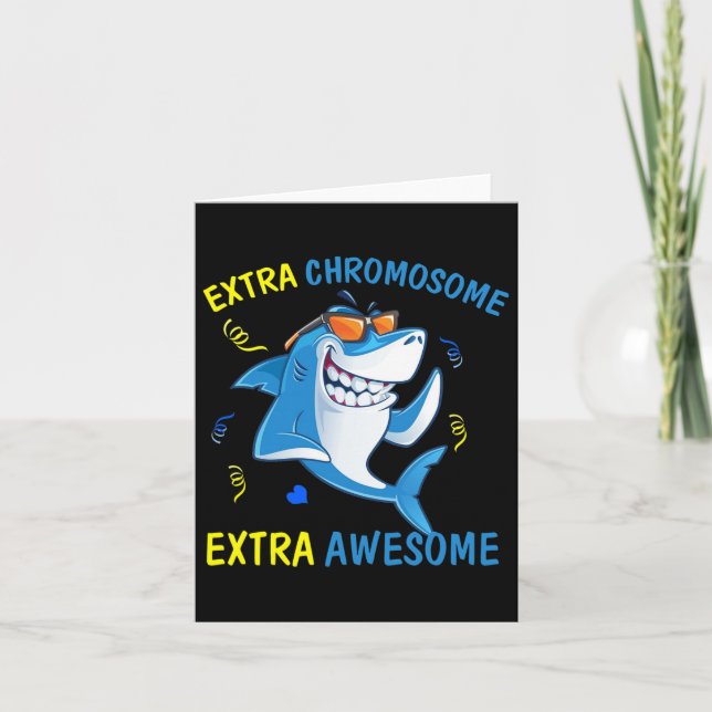 Down Syndrome Awareness Extra Awesome Shark  Card (Front)