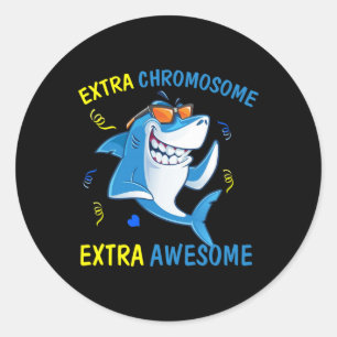 Down Syndrome Awareness Extra Awesome Shark Classic Round Sticker