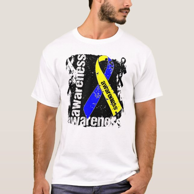 Down Syndrome Awareness Grunge Ribbon T-Shirt (Front)