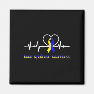 Down Syndrome Awareness Heartbeat Blue And Yellow Magnet