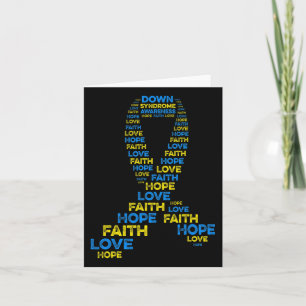 Down Syndrome Awareness Hope Faith Love Teal Ribbo Card