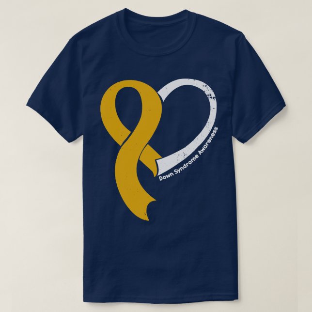 Down Syndrome Awareness Hople Love Heart Ribbon Ha T-Shirt (Design Front)