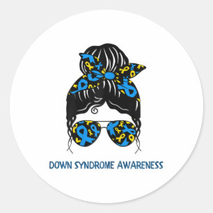 Down Syndrome Awareness Messy Bun  Classic Round Sticker