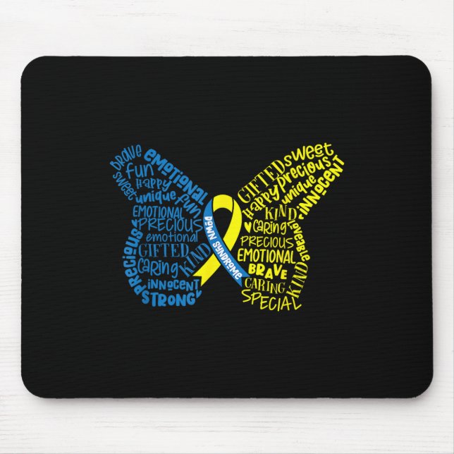 Down Syndrome Awareness Month Butterfly Word Cloud Mouse Pad (Front)