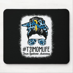 Down Syndrome Awareness Mum Life Messy Bun Leopard Mouse Pad