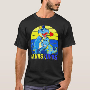 Down Syndrome Awareness Nana Saurus T Rex Blue Yel T-Shirt