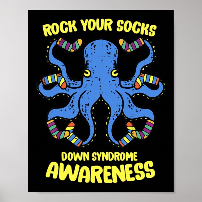 Down Syndrome Awareness Octopus Rock Your Sock Men Poster (Front)