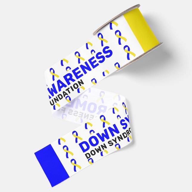 Down Syndrome Awareness Pattern Ribbon Grosgrain Ribbon (Front+Back)