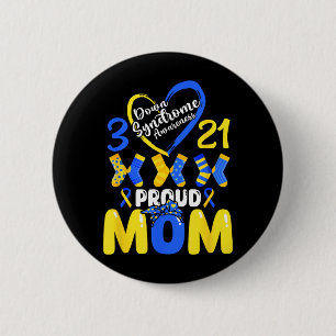 Down Syndrome Awareness Proud-Mum Son Daughter 6 Cm Round Badge