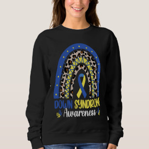 Down Syndrome Awareness Rainbow Blue Yellow Ribbon Sweatshirt