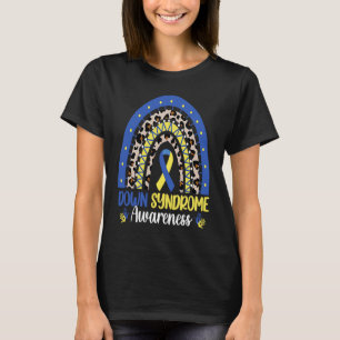 Down Syndrome Awareness Rainbow Blue Yellow Ribbon T-Shirt