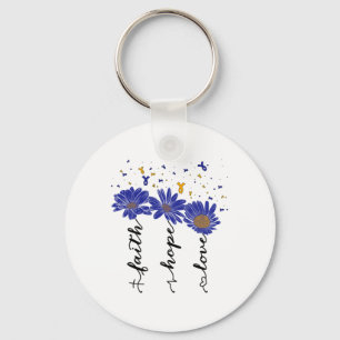 Down Syndrome Awareness Ribbon Sunflowers Faith Ho Key Ring