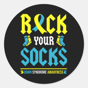 Down Syndrome Awareness Rock Your Socks Trisomy 21 Classic Round Sticker
