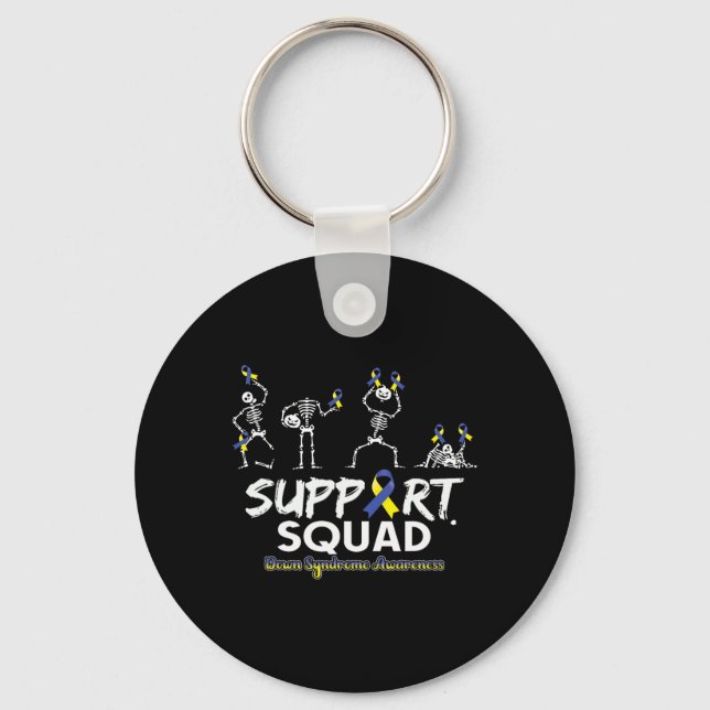 Down Syndrome Awareness Skeleton Support Squad Hal Key Ring (Front)