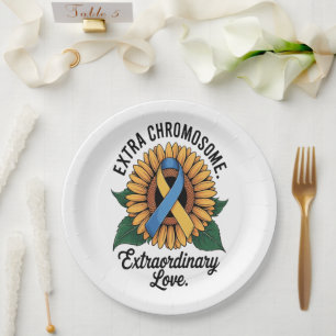 Down Syndrome Awareness Sunflower Paper Plate