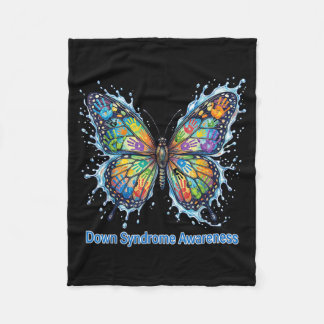 Down Syndrome Awareness Sunflower Ribbon Inclusion Fleece Blanket