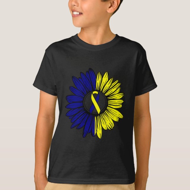 Down Syndrome Awareness Sunflower Support  T-Shirt (Front)