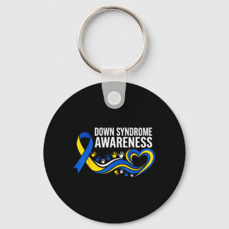 Down Syndrome Awareness Suower Ribbon Inclusion Key Ring