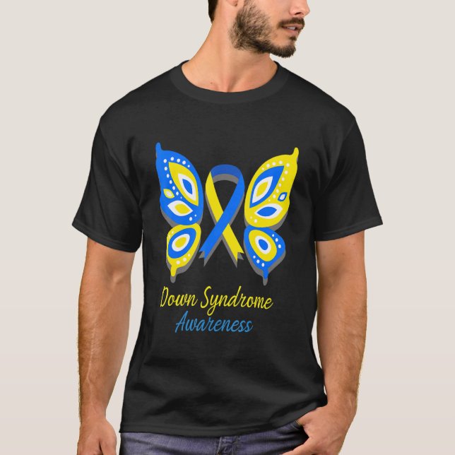 Down Syndrome Awareness T21 Butterfly T-Shirt (Front)