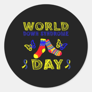 Down Syndrome Awareness T21 Rock Your Socks  Classic Round Sticker