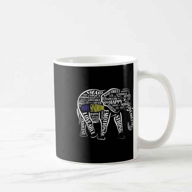 Down Syndrome Awareness Word Art Elephant  Coffee Mug (Right)